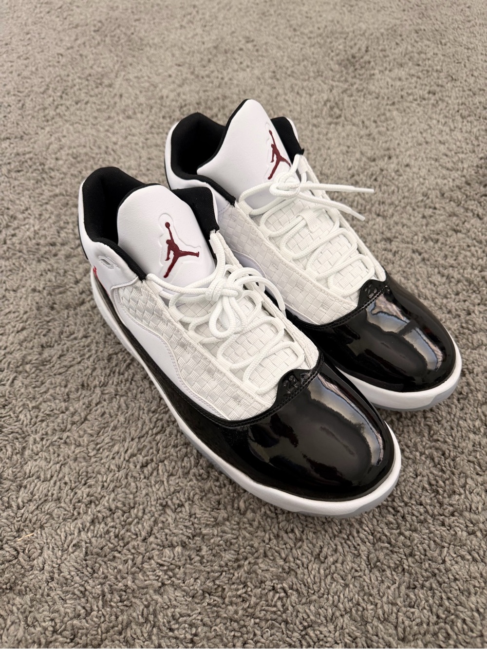 Jordan Retro Low-Top Sneakers in White, Black and Red